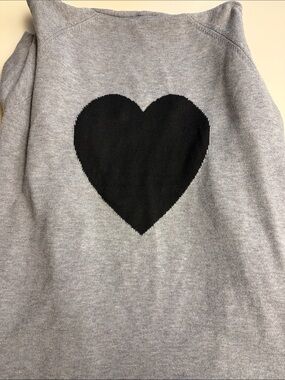 Sweet Romeo Light Grey Open-Front Cardigan with Heart Knit Detail 1X